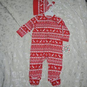 Christmas  Baby Boy or Girl 9 months Reindeer With beanie